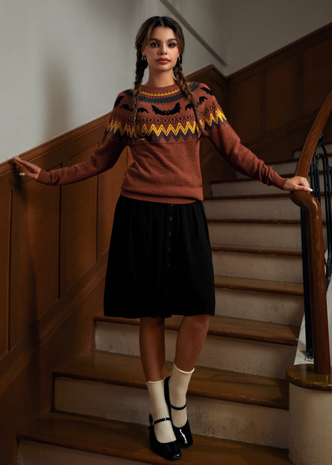 It Be Like 'Bat' Fair Isle Sweater-3