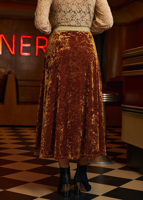 Golden Whispers Velvet Maxi Skirt-3