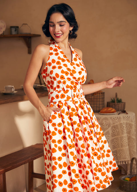 Instant Energy Faux-Wrap Halter Dress-5