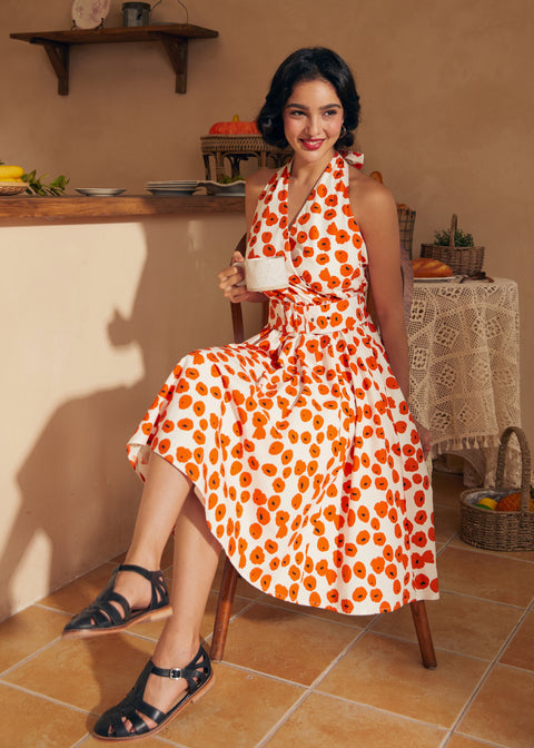 Instant Energy Faux-Wrap Halter Dress-0