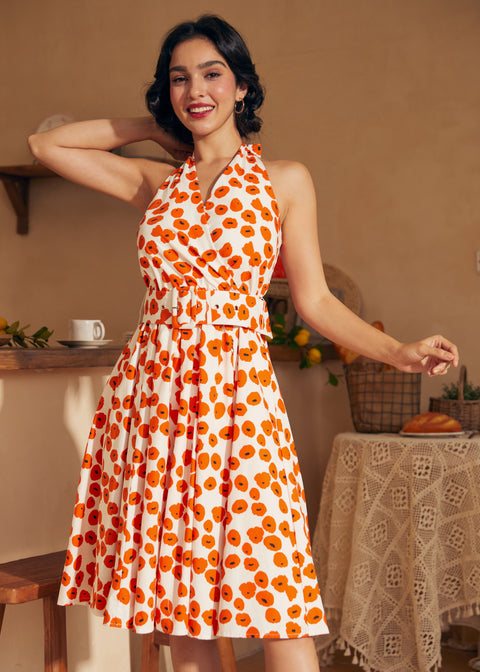 Instant Energy Faux-Wrap Halter Dress-3