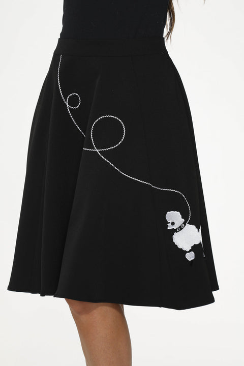 Black Embroidered Poodle Skirt-3