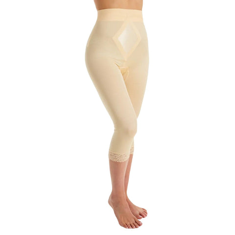 High Waist Capri Pant Liner with Tummy Control Satin Panel | Memory Compression Fabric | Medium Support | Style 6266-6