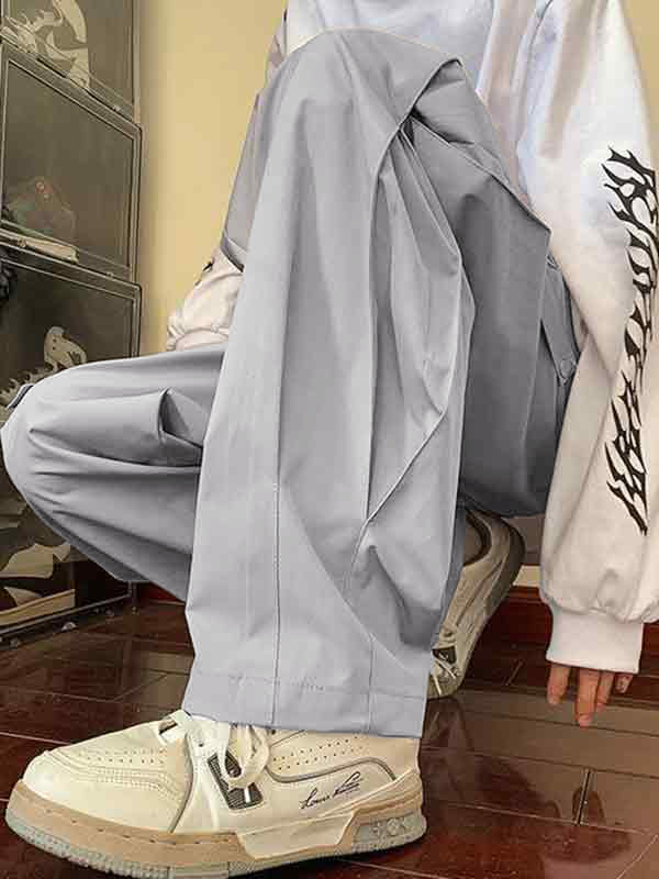 Dünne Herrenhose mit Kordelzug und weitem Bein-4