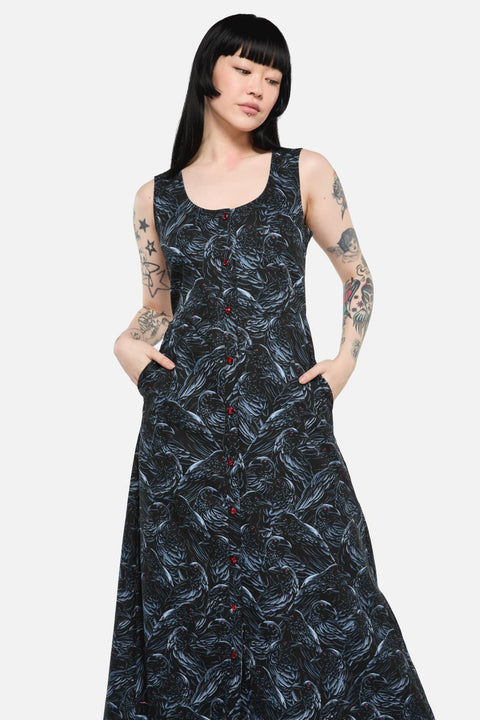 Murder Of Crows Midi Dress-2