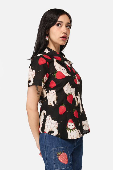 Strawberry Cat Repeat Blouse-2