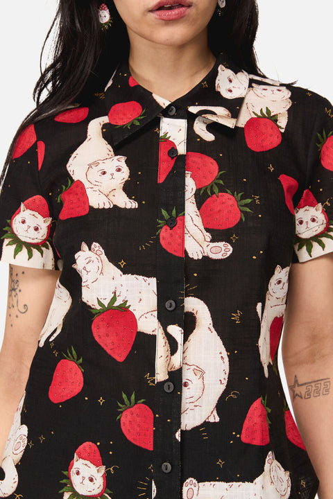 Strawberry Cat Repeat Blouse-1