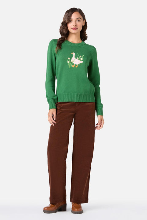 Goose Embroidered Knit Sweater-3