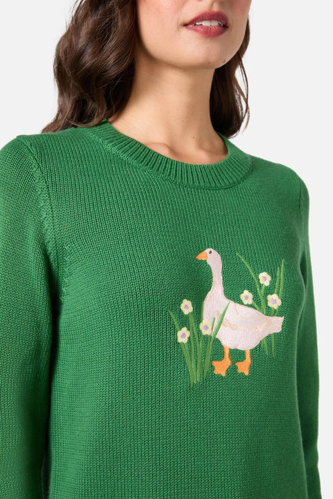 Goose Embroidered Knit Sweater-1