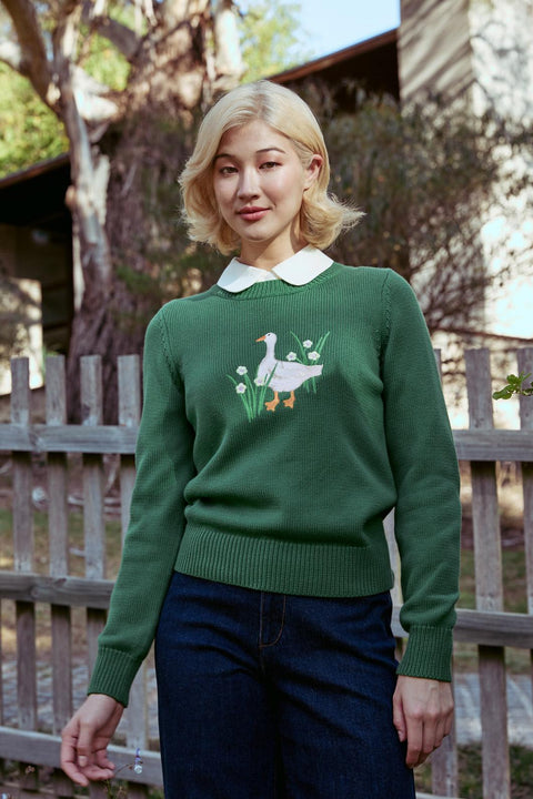 Goose Embroidered Knit Sweater-2