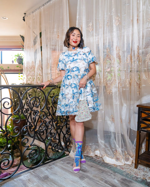 Aquamarine Peacock Sheer Crew Sock-6